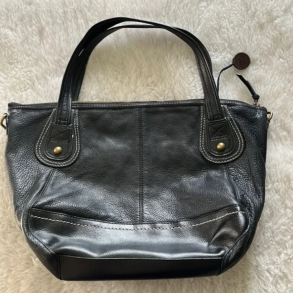 The Sak Leather Tote Satchel Bag 18” Large Brown Pebbled Cow Hide Gold Hardware - Picture 1 of 14